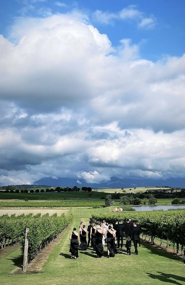 The couple were married at Acacia Ridge winery in the Yarra Valley.