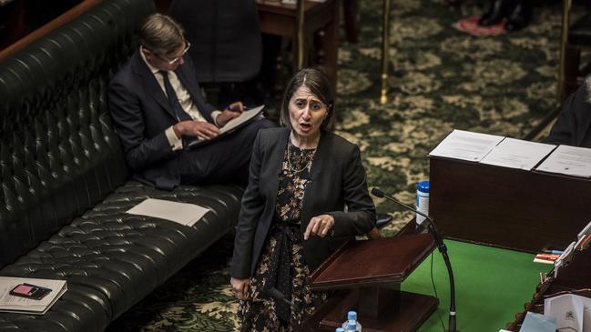 Question time in the NSW Legislative Assembly in October 2020 where Gladys Berejiklian answered questions about what she knew about the business dealings of Daryl Maguire. Picture: Steven Siewert