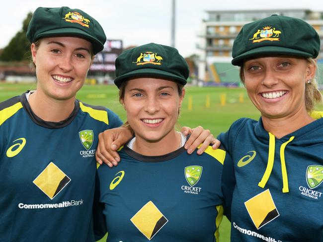 Sophie Molineux (centre) was among three new Aussie Test caps.