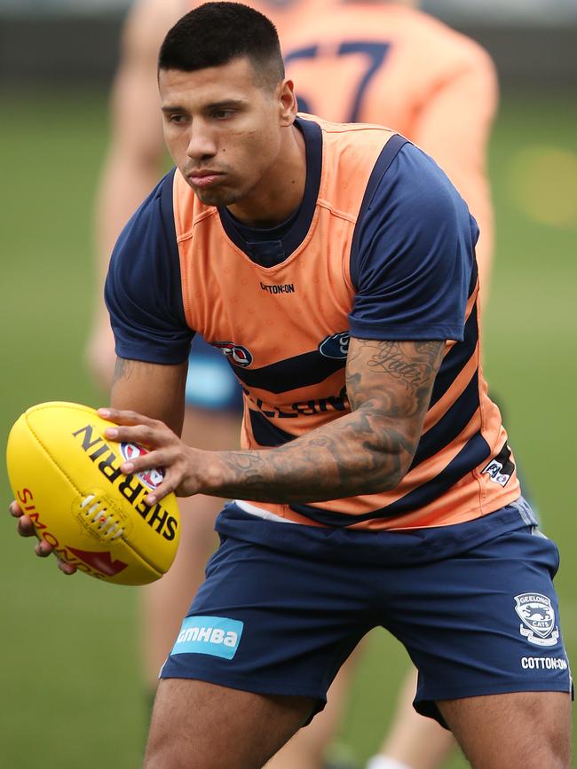 Tim Kelly at Geelong training in 2019.