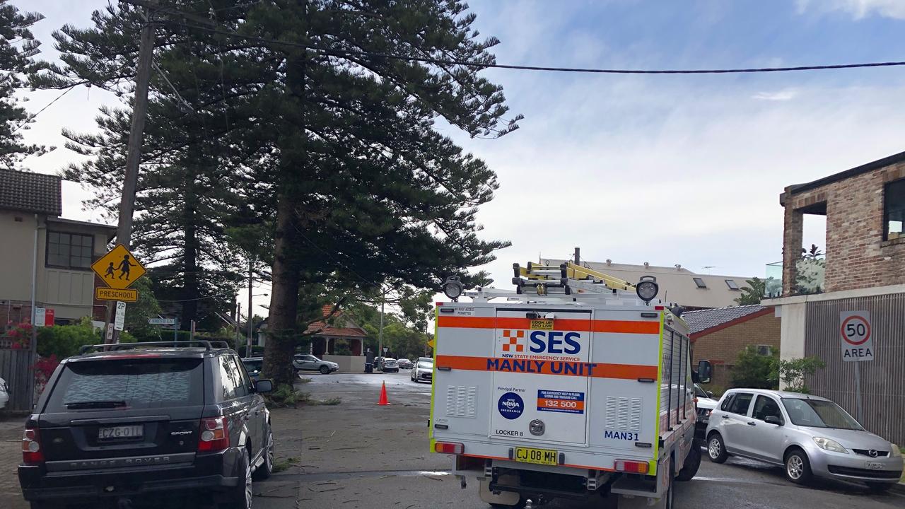 The SES in Allambie Heights following a storm that brought down trees. Picture: Jim O'Rourke.