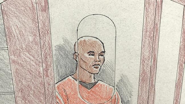 Mohamed Noor in his first court appearance in Minneapolis. Artist: Cedric Hohnstadt