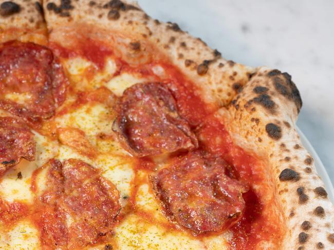 Di Stasio Pizzeria’s woodfire oven lends smoke, char and crust to its pizzas. Picture: Tony Gough