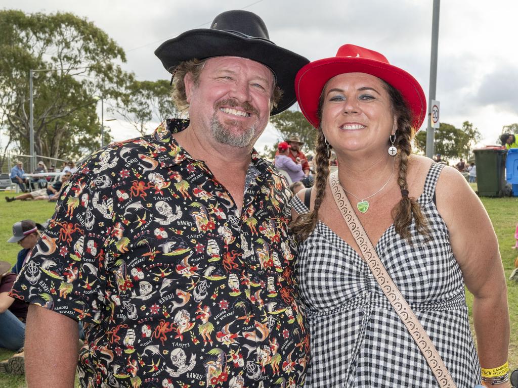 Allan Drescher and Sharon Lally at Meatstock, Toowoomba Showgrounds. Saturday, April 9, 2022. Picture: Nev Madsen.