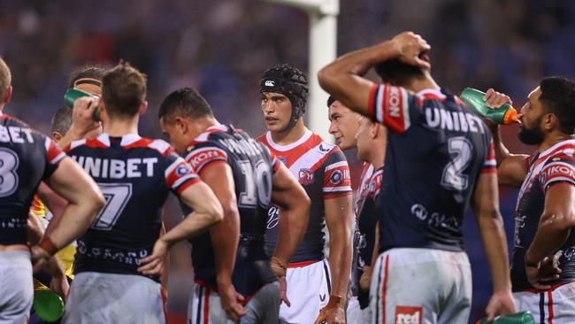 Joseph Suaaili of the Roosters looks on during the drubbing (Photo by Ashley Feder/Getty Images)