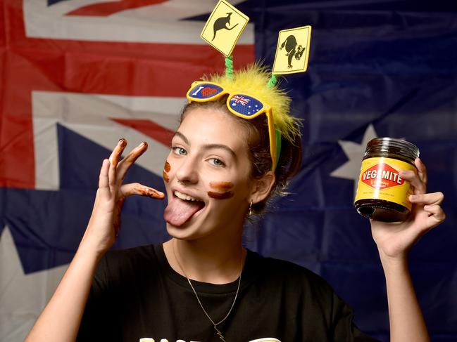 Storm McInerney is set for the vegemite licking competition at the Brewery. Picture: Evan Morgan