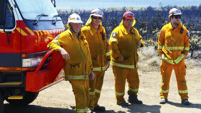 Firefighters assessing the scene at the Central Plateau fire. Picture: MATT THOMPSON