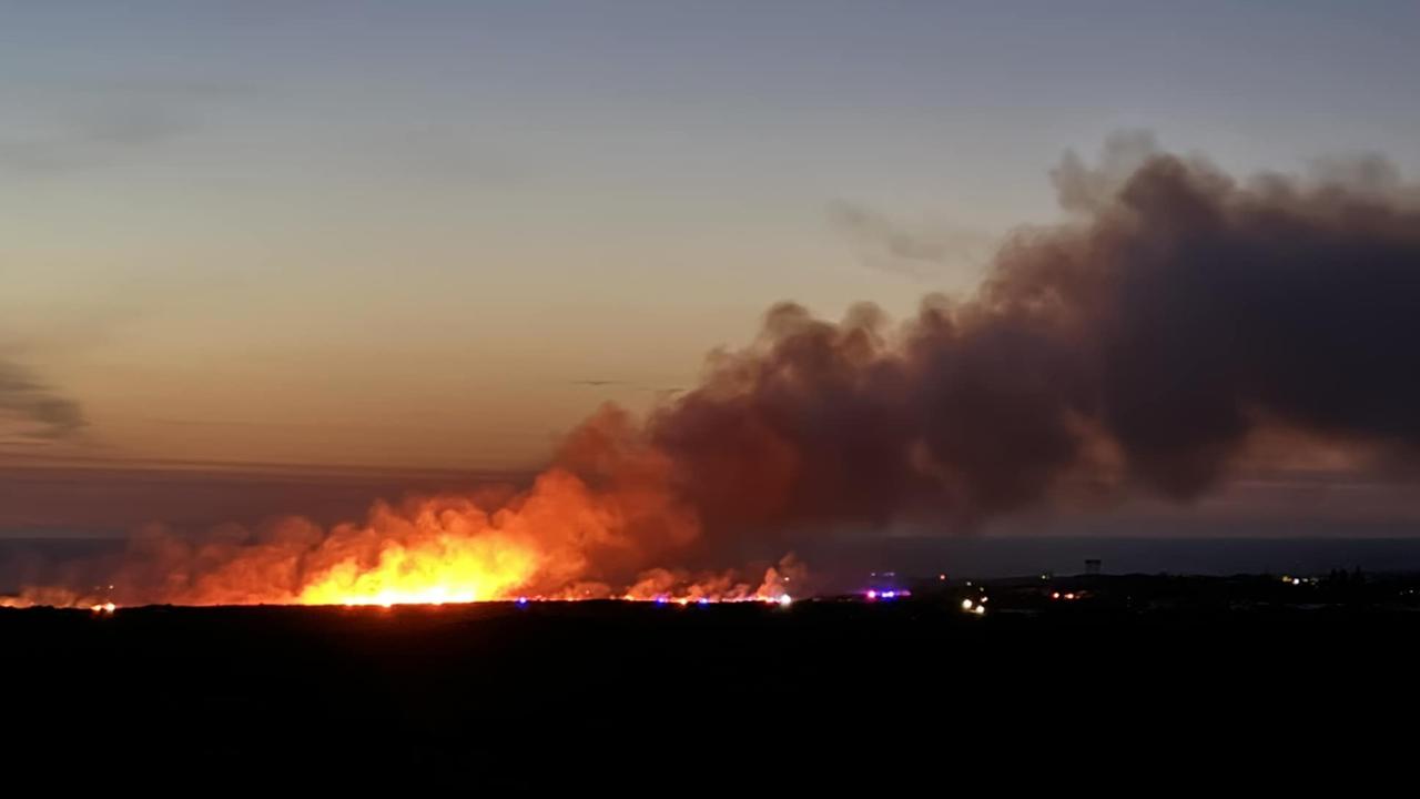 The fire north of Perth was burning towards the tourist and fishing town of Lancelin. Picture: Facebook / Lancelin