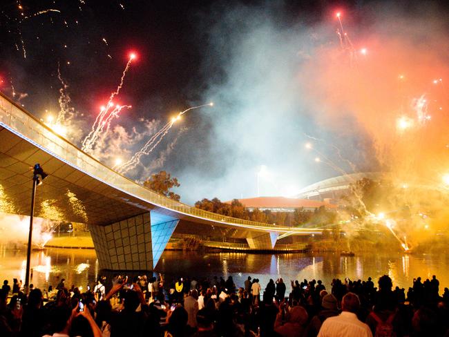 The 9pm Fireworks at Elder Park for New Year's Eve in Adelaide, Tuesday, December 31, 2019. (AAP Image/ Morgan Sette)