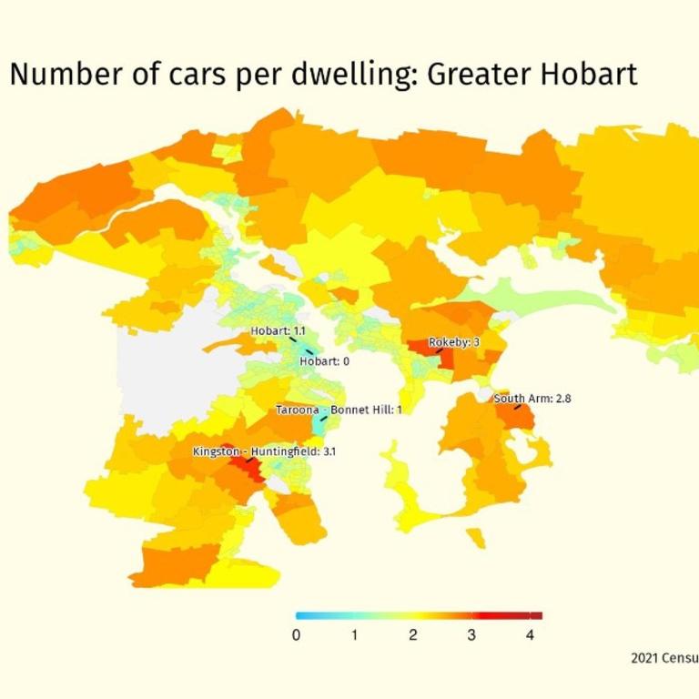 Greater Hobart cars per dwelling.