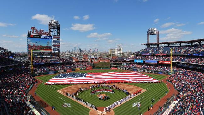 Americans are known for their patriotism and it is often on display at big sporting matches. Picture: Drew Hallowell/Getty Images/AFP