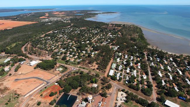 Aerial views of the township of Weipa, where a second Covid case has been confirmed.