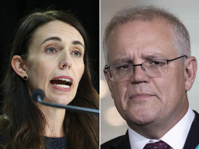 NZ Prime Minister Jacinda Ardern, left has slammed Australian PM Scott Morrison for his government's decision to strip a dual Australian-New Zeakand terrorist detained in Turkey of Australian citizenship. Pictures: