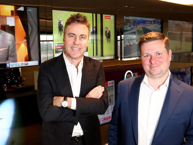 3/12/2019 Former BetEasy CEO Matt Tripp with new CEO Andrew Menz at their HQ in Melbourne.Picture: David Geraghty, The Australian.