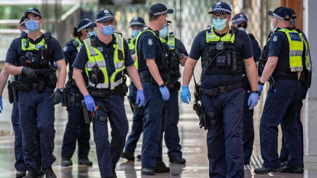 Police on the beat in Melbourne this week. Photo: Darrian Traynor/Getty Images.