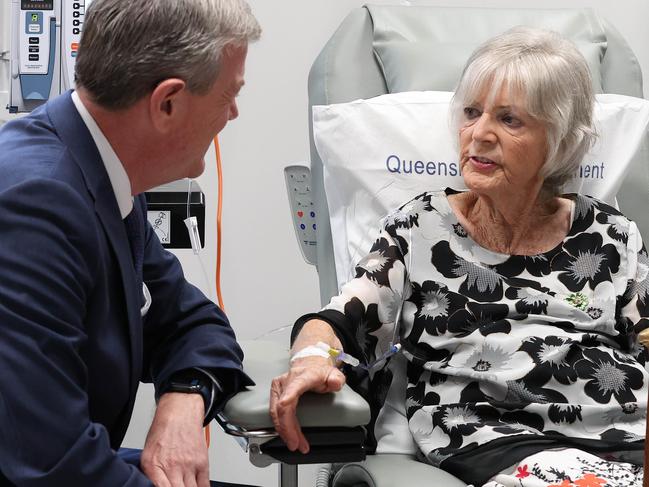 Minister for Health, Tim Nicholls, will hold a news conference at Eight Mile Plains Satellite Hospital , he also met patient Dianne Van Dyk . Pics Adam Head