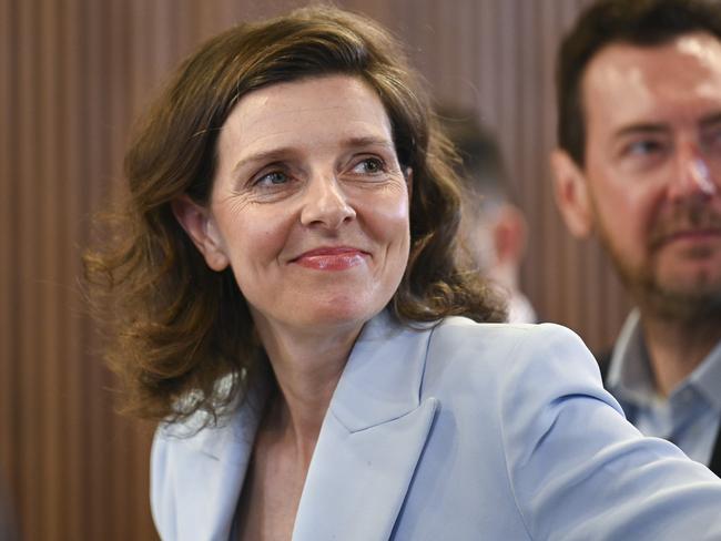 Allegra Spender MP, Independent Member for Wentworth addresses the National Press Club of Australia in Canberra. Picture: NewsWire / Martin Ollman