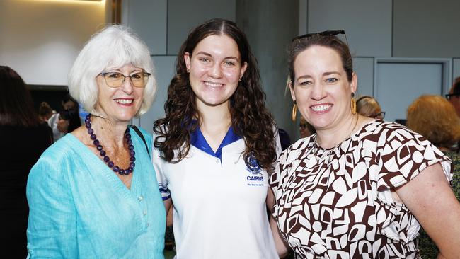 Val Shier, Molly Steer and Kate Fern at the Cairns Regional Council's International Women's Day 2024 awards, held at the Cairns Convention Centre. Picture: Brendan Radke