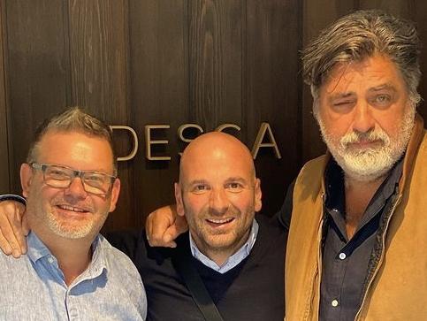 Original MasterChef judges Gary Mehigan, George Calombaris and Matt Preston pictured together in December 2020.Picture: Supplied