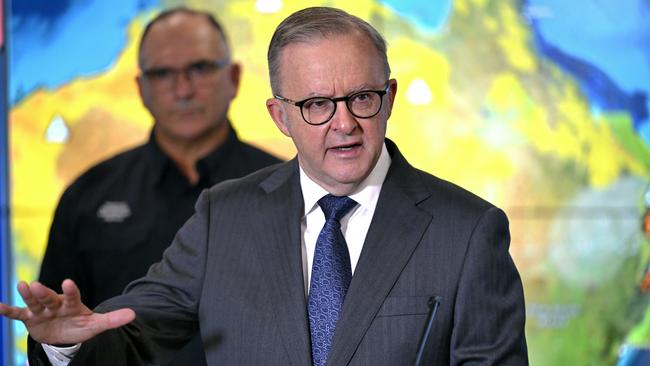 Anthony Albanese at the national situation room as Cyclone Alfred approaches Australia's east coast. Picture: Martin Ollman