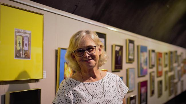 Margaret Cameron inside the bunker, which is currently showcasing works from the Rotary Cartoon Awards 2020. Photo: Tim Jarrett