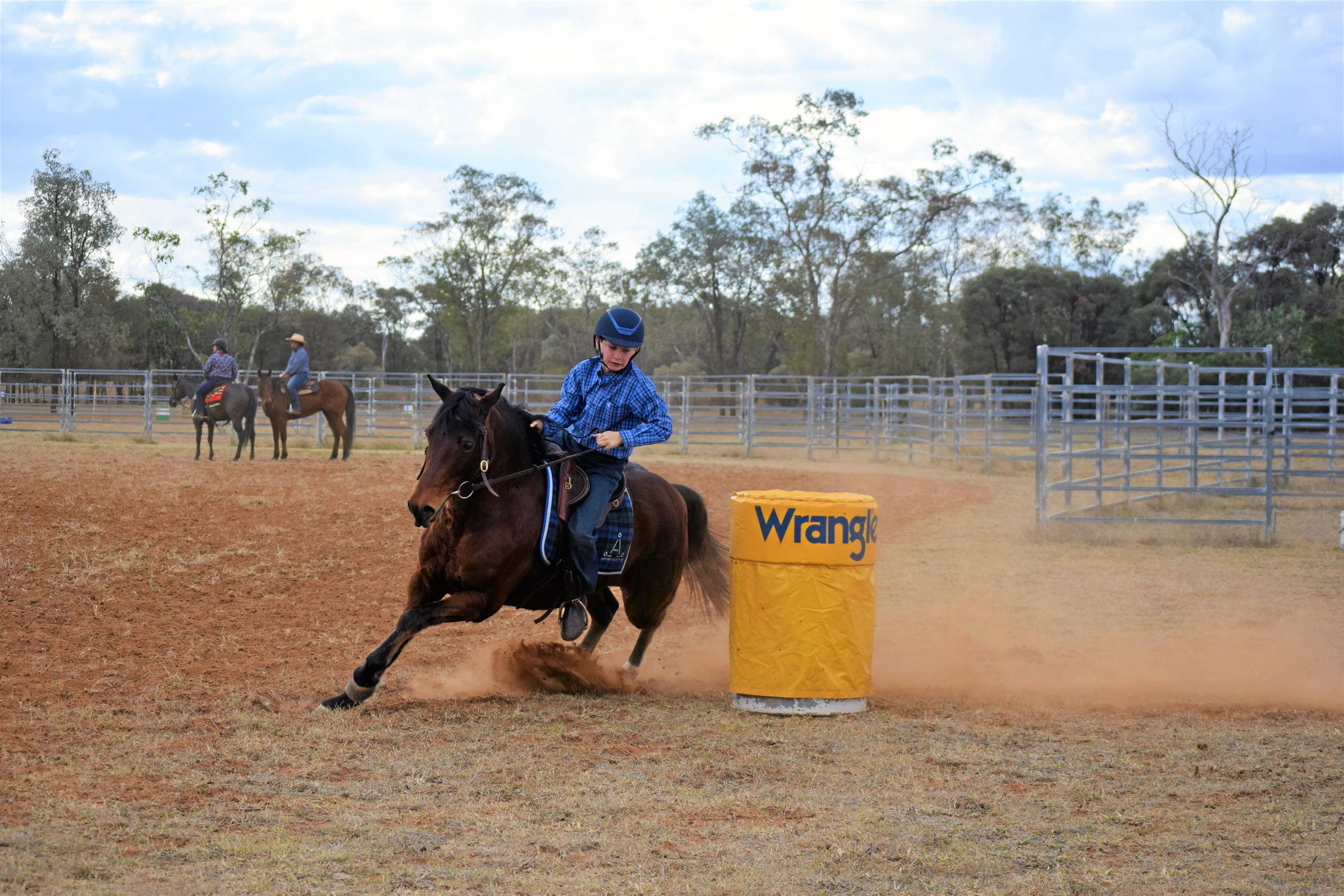 Tom Gordon working the barrels at the Hannaford Gymkhana and Fete. Picture: Kate McCormack