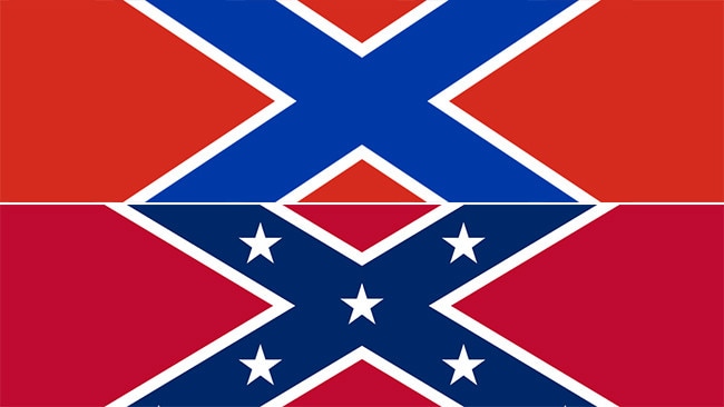 The Novorussiya flag (top) is pretty much the confederate flag (bottom) without the stars.