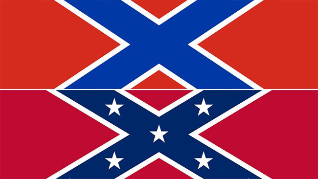 The Novorussiya flag (top) is pretty much the confederate flag (bottom) without the stars.