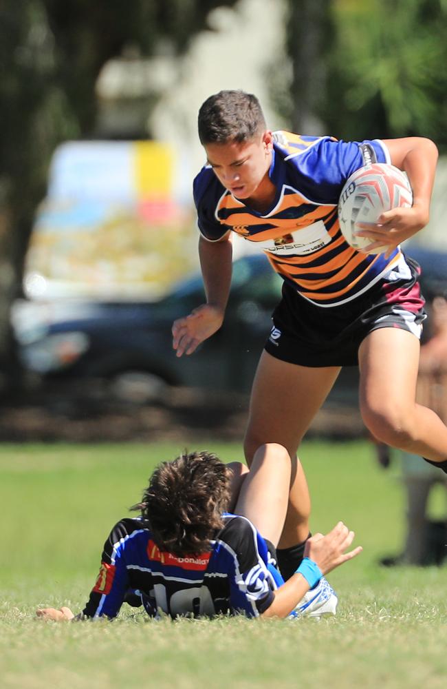 SURFERS PARADISE RUGBY, GOLD COAST , AUSTRALIA - April 10, 2021: Far North Coast U13s v USQ Saints U13s - Day Two of King of the Country rugby tournament.Played at Surfers Paradise Eagles Rugby Ground at Southport. Picture: Scott Powick Newscorp
