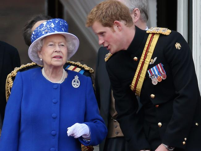 Queen Elizabeth II with Prince Harry in 2013. Picture: Getty