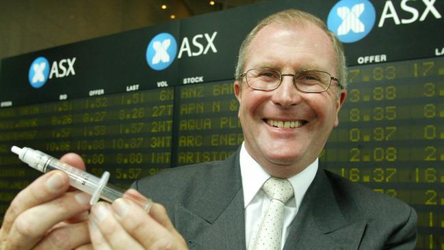 Medigard’s then CEO Peter Emery at the company’s stock exchange listing in 2004.