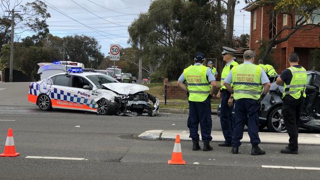 Police on the scene of a smash.