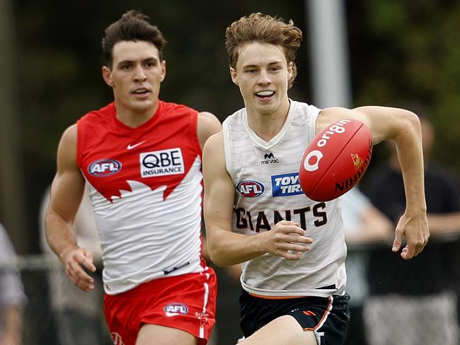 Angove was clearly one of the Giants’ best on a day where the Swans had most of the running. Picture: Phil Hillyard