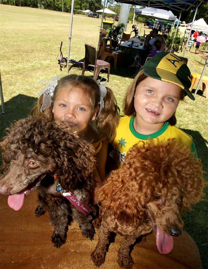 Tanisha Boyle and Tamara Booth from Burringbar with Taj and Sweet the Toy Poodles. Picture: Crystal Spencer