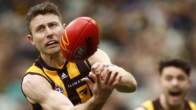 Shiels played three premierships for the Hawks before signing with North Melbourne. Picture: Darrian Traynor/Getty Images