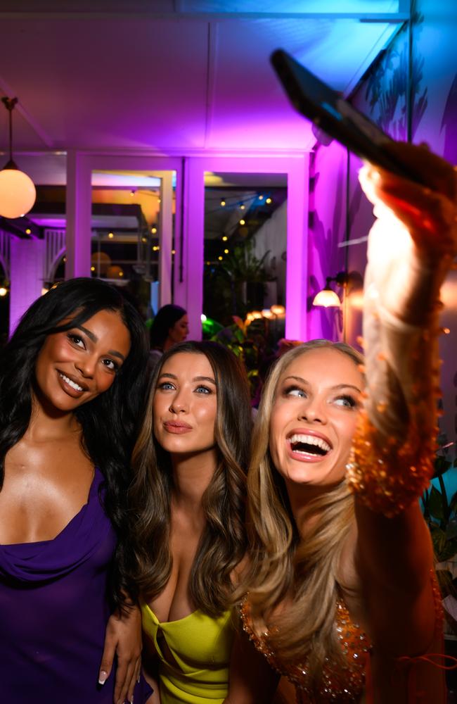 The three female contestants at the FBoy Island screening in Sydney. Picture: Binge