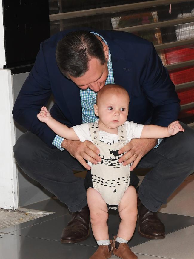 Michael Gunner with his son, Hudson. Picture: Katrina Bridgeford