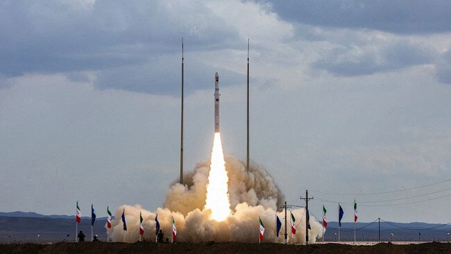 On November 5, Iran announced the successful test flight of a rocket capable of propelling satellites into space, three months after launching a satellite with the help of Russia. Picture: Sepah News/AFP