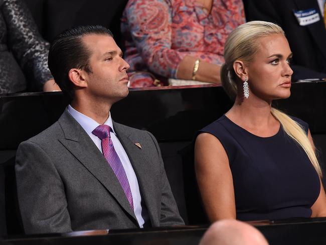 Donald Trump Jr., and Vanessa Trump during the Republican National Convention in 2017. Picture: AFP