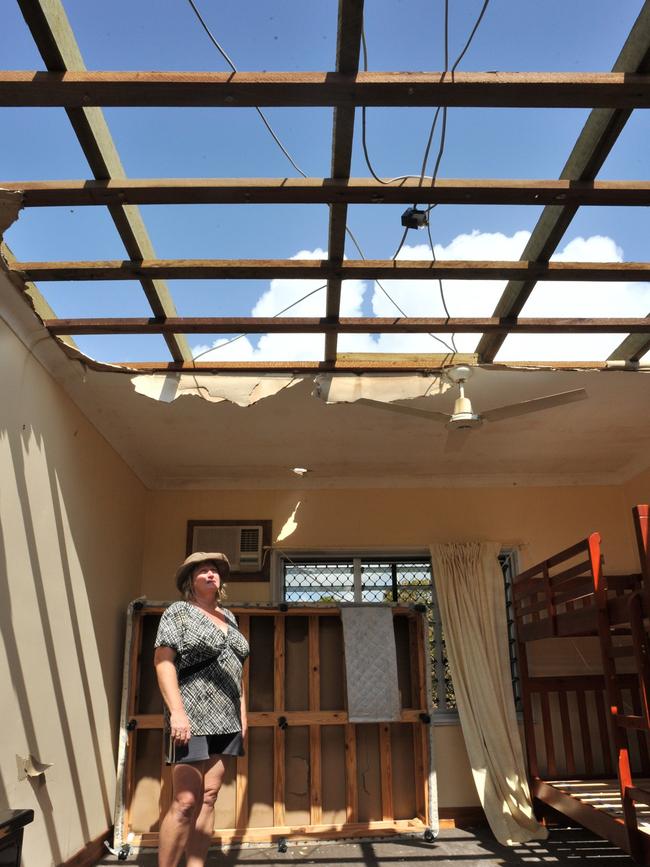 Ten anniversary of Cyclone Yasi. Yolanda Poppi at her damaged home at Forrest Beach, Ingham. Picture: Evan Morgan