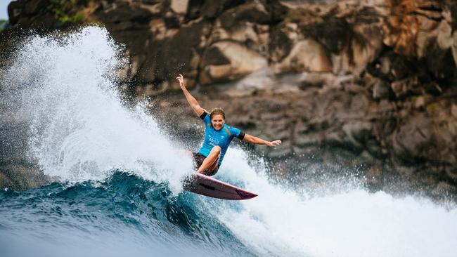 Seven-time WSL Champion Stephanie Gilmore of Australia wins the 2019 Lululemon Maui Pro at Honolua Bay. Picture: Ed Sloane/WSL via Getty Images