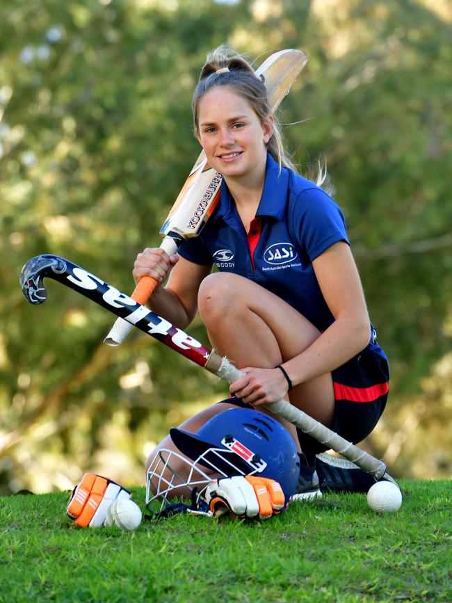 De Broughe is also a talented hockey player .Picture: AAP/Keryn Stevens