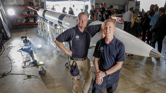 James and Adam Gilmour with their One Vision rocket. Picture: Tim Marsden