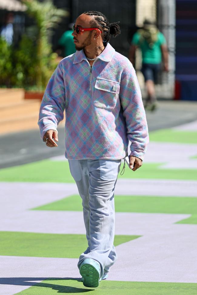 Lewis Hamilton wears Dior Menswear by ERL, resort 2023, at the Saudi Arabian Grand Prix.