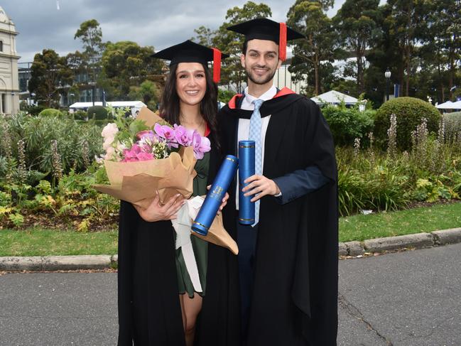 Dr Aleah Kink (MD Doctor of Medicine) and Dr Stephen Kritharides (MD Doctor of Medicine) at the University of Melbourne graduations held at the Royal Exhibition Building on Saturday, December 7, 2024. Picture: Jack Colantuono