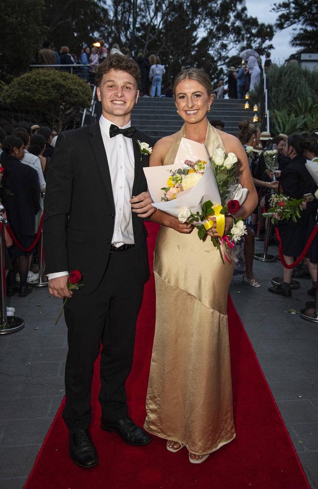 Mia Nolan and partner Joey Gray arrive at The Glennie School formal at Picnic Point, Thursday, September 12, 2024. Picture: Kevin Farmer