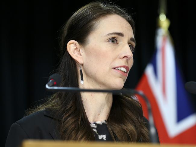 Jacinda Ardern speaks to reporters. Picture: Getty Images.