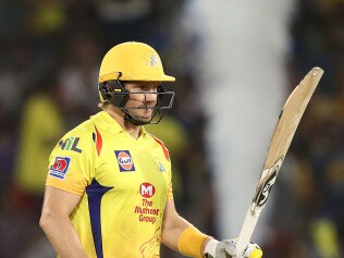 HYDERABAD, INDIA - MAY 12: Shane Watson of the Chennai Super Kings celebrates scoring his fifty runs during the Indian Premier League Final match between the the Mumbai Indians and Chennai Super Kings at Rajiv Gandhi International Cricket Stadium on May 12, 2019 in Hyderabad, India. (Photo by Robert Cianflone/Getty Images)