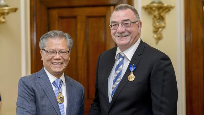 Kelvin Trimper AM with former Governor Hieu Van Le in 2018. Picture: Supplied