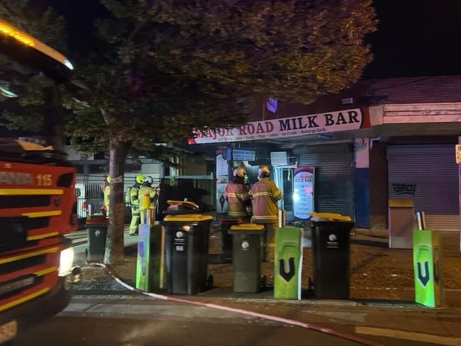 The Major Road Milk Bar in Fawkner has been badly damaged by fire after a car rammed the shop and the front was set alight before the offenders fled the scene early Thursday May 16 2024. Picture: Supplied